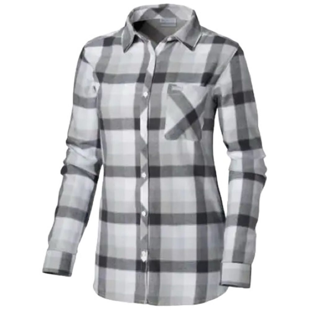Columbia Simply Put II Flannel Shirt White Check Black Tan Women's size Medium